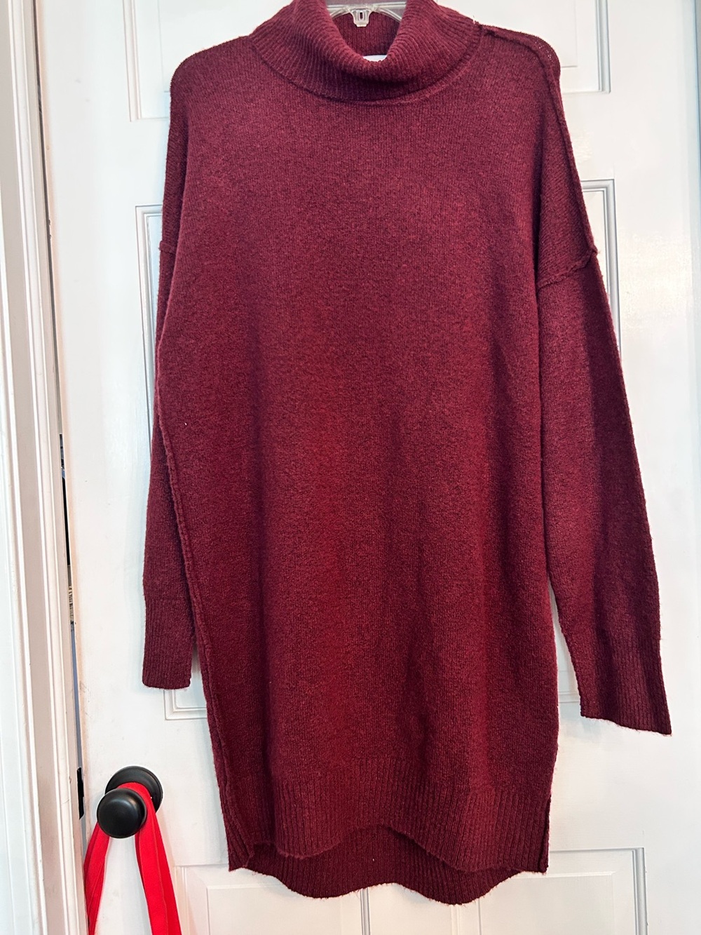 Motherhood Burgundy Turtleneck Longline Sweater Dress large